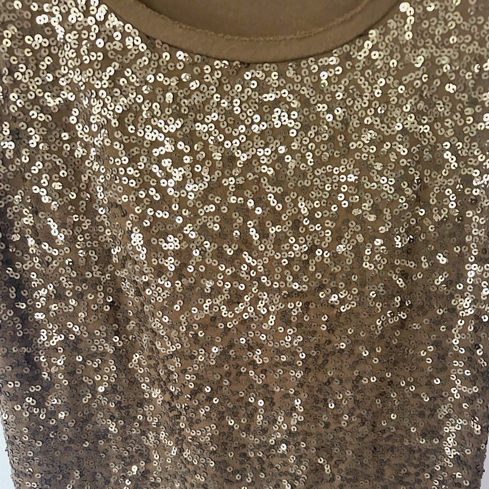 EUC J.Crew Cotton-back sequin tank, Dark Olive Green, Size Med - Picture 4 of 7